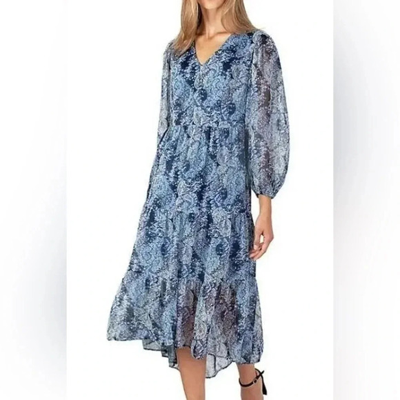 Joie “Limited Edition” Lightweight Chiffon Tiered Maxi Dress Parisian Paisley M - Picture 1 of 6